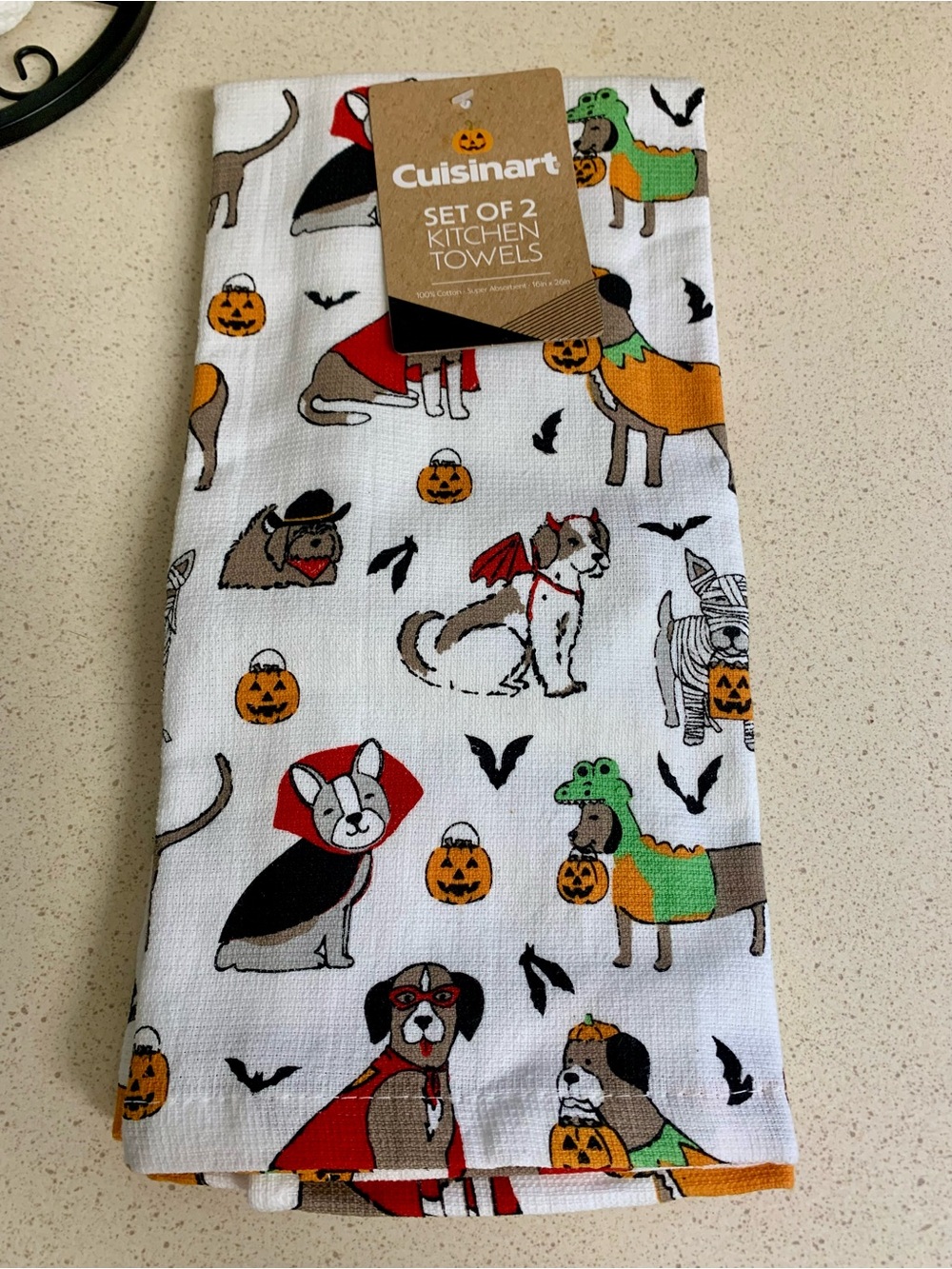 Cuisinart White Halloween Dog Print Kitchen Towels - Set of 2